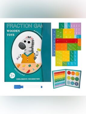 NEW Magnetic Fraction Demonstration Book Educational Puzzle Magnet Set *open*